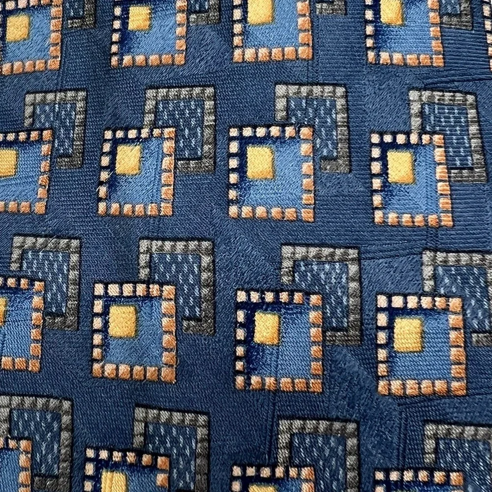 Ermenegildo Zegna Mens Tie‎ Geometric Silk Made Italy Modern Designer Blue